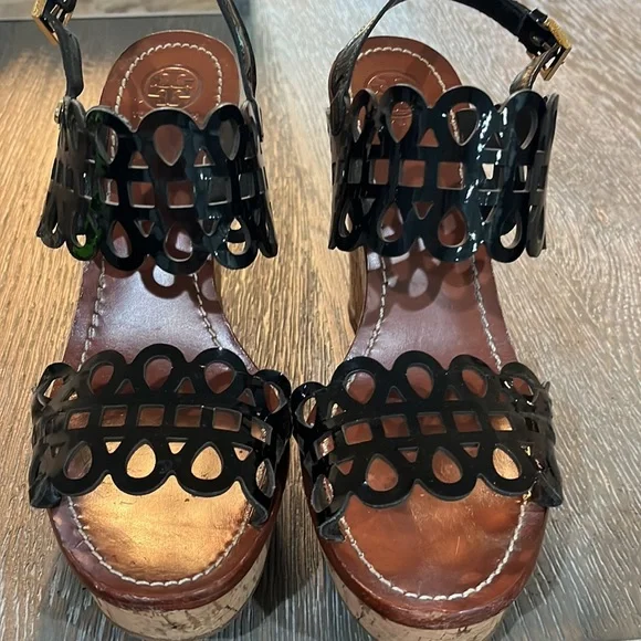 Tory Burch Black Patent Wedges - Picture 3 of 7